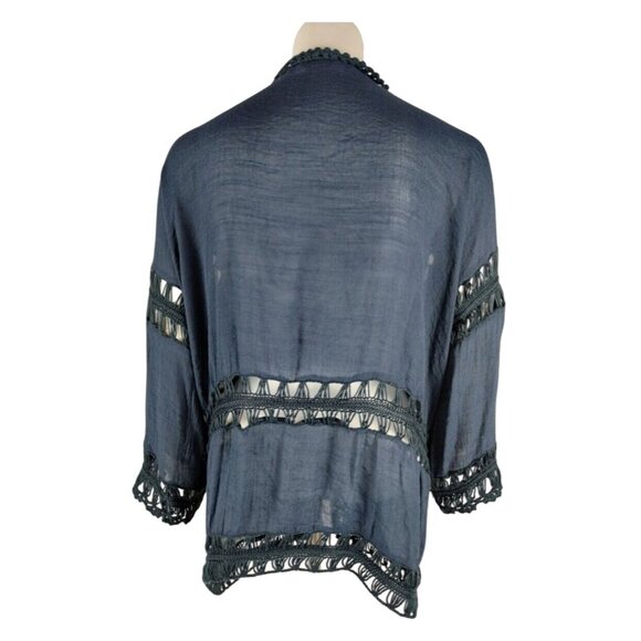 Anthropologie Womens One Size Evelyn K Tiered Boho Crochet Cover-up Kimono - Picture 2 of 8